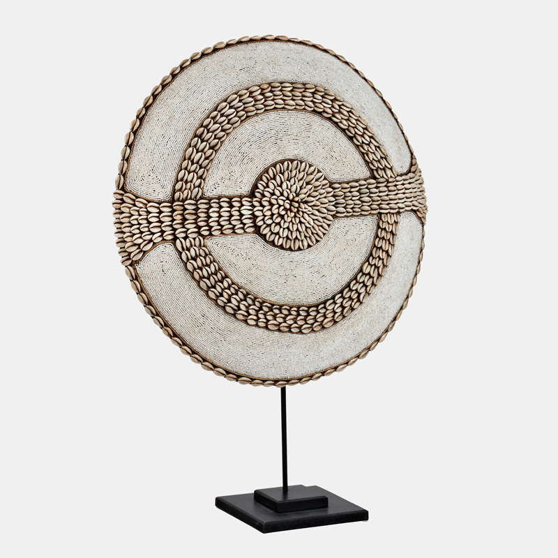 Cameroon Cowrie Shield on Stand – White (Large)