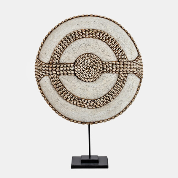 Cameroon Cowrie Shield on Stand - White (Large) - Image 2