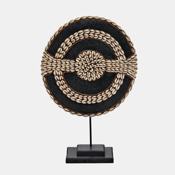 Cameroon Cowrie Shield on Stand - Black (Small) - Image 2